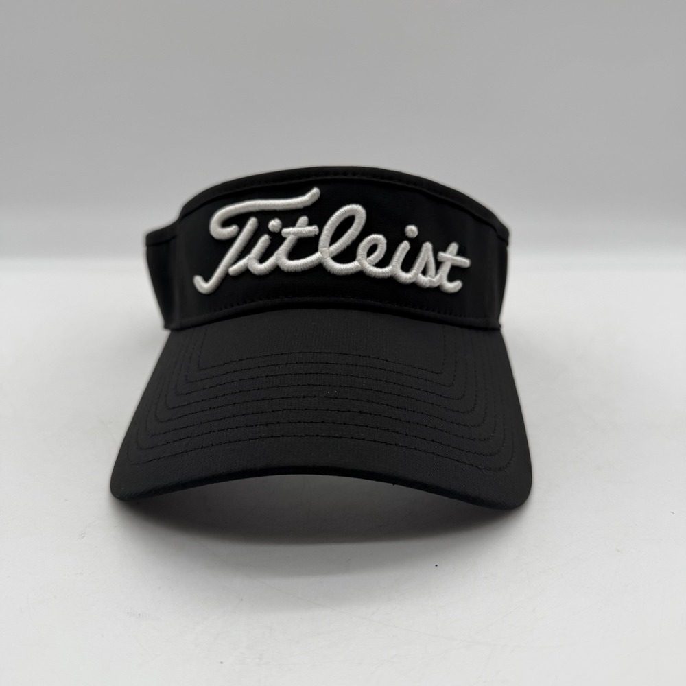 Titleist ProV1 Footjoy Mens Black Adjustable Strapback Golf Visor TH22VTPLP-P12